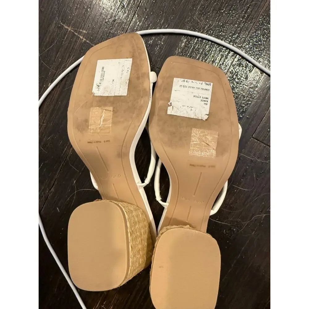 $140 dolce Vita Nancie Dual-Strap Wicker Heel Sandals - White 8  Bridal